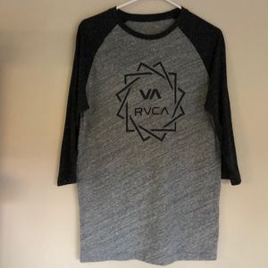 RVCA Black and Gray Large 3/4 Sleeve T-Shirt